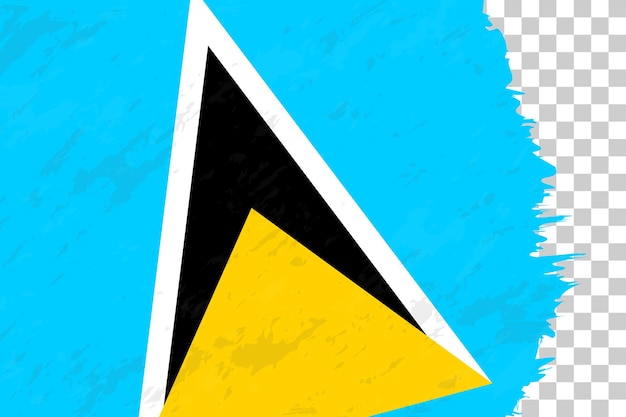Горизонтальный абстрактный гранж-матовый флаг Сент-Люсии на прозрачной сетке
