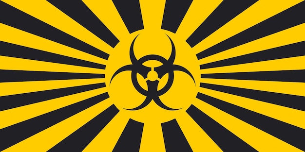 Vector horizontal background black yellow rays hazard quarantine covid coronavirus