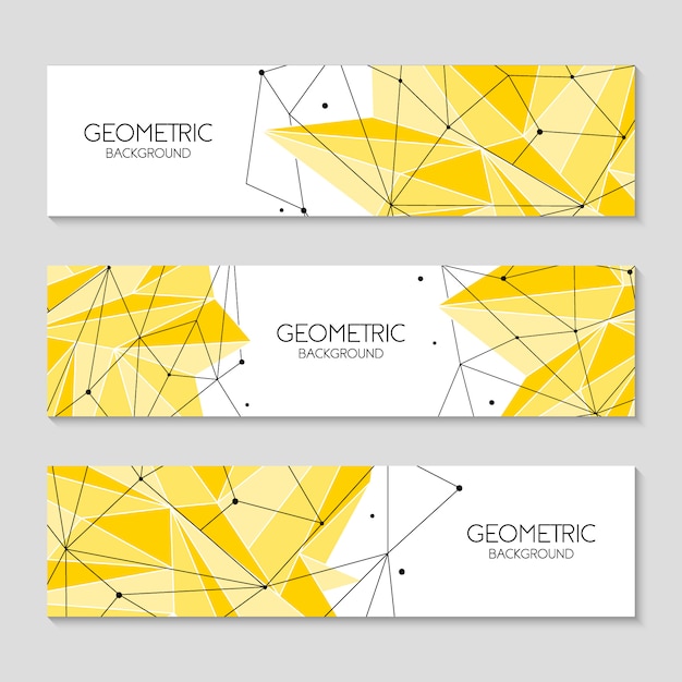 Horizontal backgrounds polygonal abstract yellow shapes