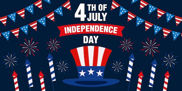 アメリカ合衆国 7月4日独立記念日を祝うための横のバナー