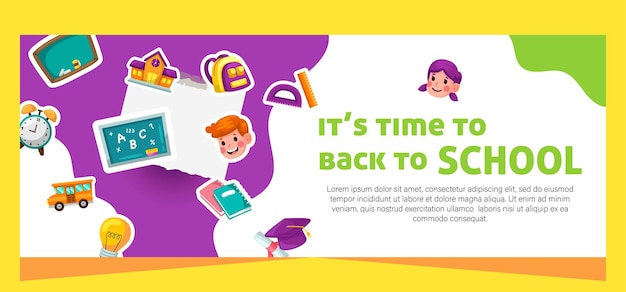 Vector horizontal banner for back to school template banner design