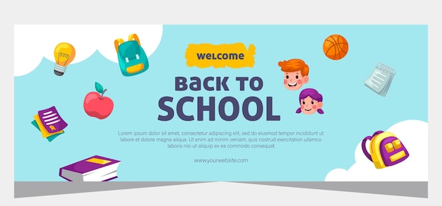 Horizontal banner for back to school Template banner design