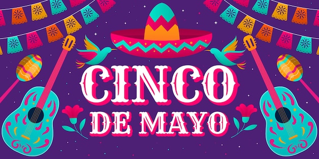 horizontal banner for cinco de mayo celebrate in gradient style