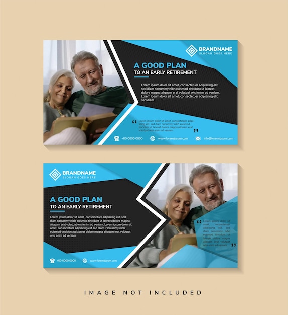 Vector horizontal banner design template of a good plan to an early retirement mosaic polygonal concept