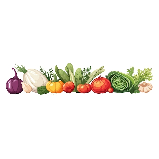 Вектор Горизонтальный баннер из простых овощей в плоском векторном стиле на белом фоне