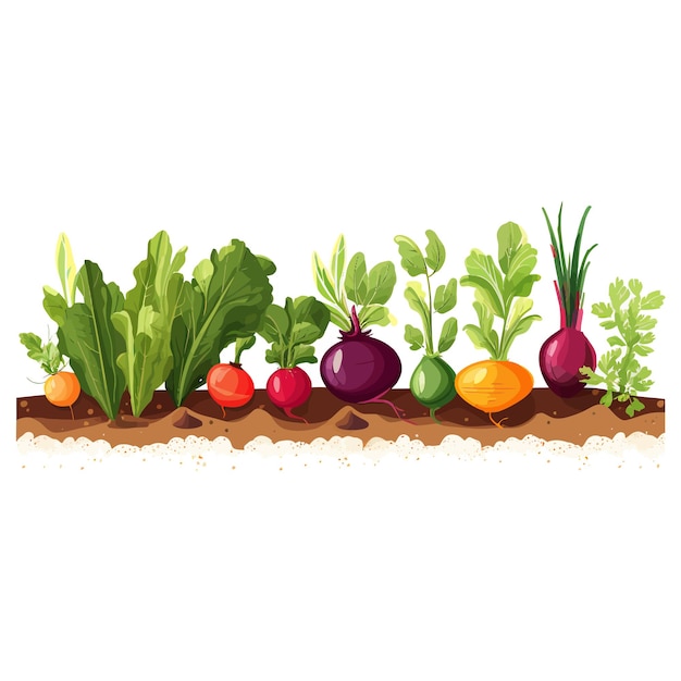 Vector horizontal banner made of simple vegetables flat vector style on white background