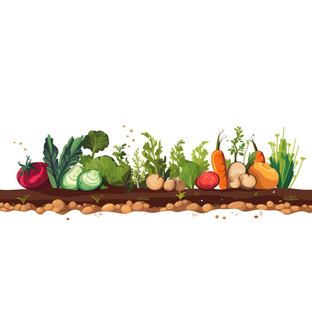 Vettore banner orizzontale realizzato in stile vettoriale piatto di verdure semplici su sfondo bianco