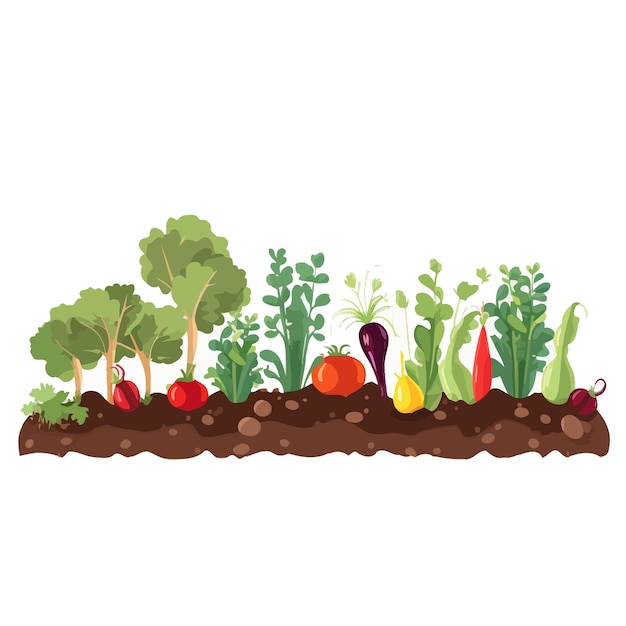 Vector horizontal banner made of simple vegetables flat vector style on white background