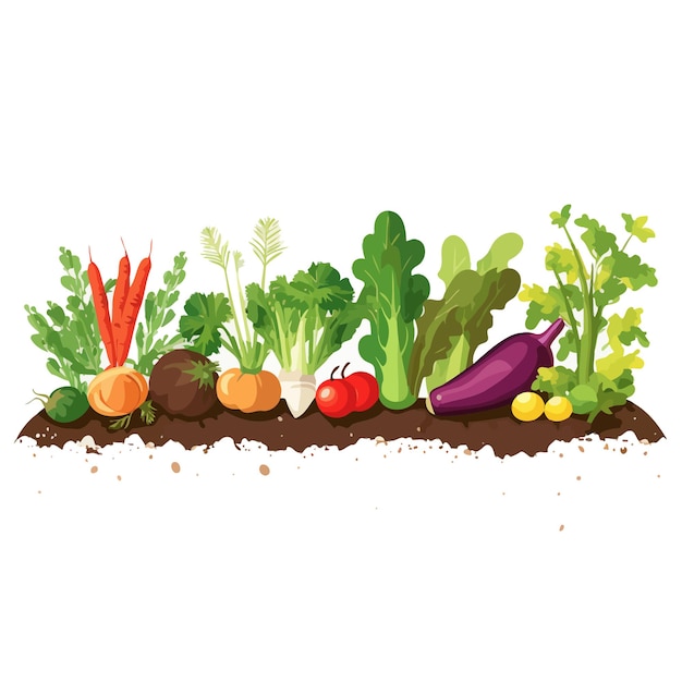 Vector horizontal banner made of simple vegetables flat vector style on white background