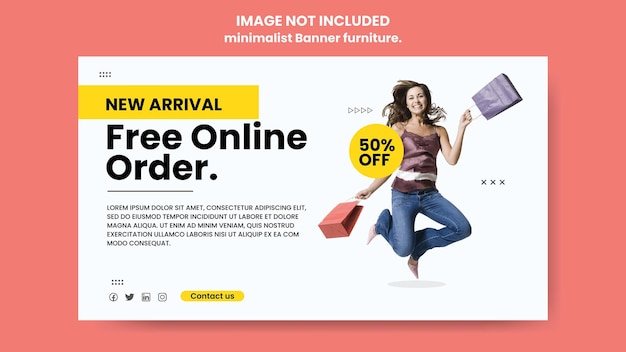 Vettore banner orizzontale per la grande vendita di moda online