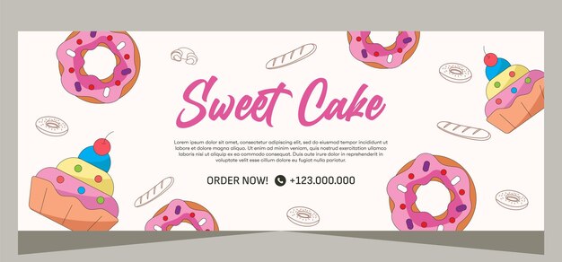 Vector horizontal banner of sweet cupcakes vector design