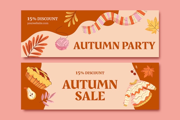 Vector horizontal banner template for autumn season celebration