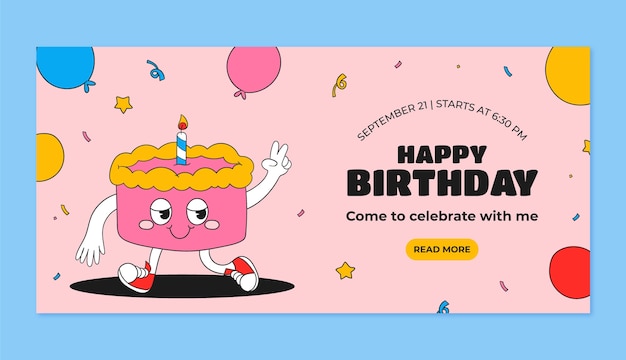 horizontal banner template for birthday anniversary celebration