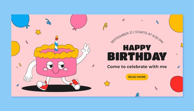 Horizontal banner template for birthday anniversary celebration