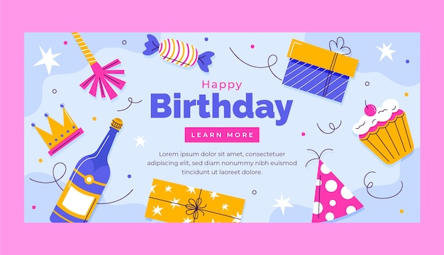 Horizontal banner template for birthday party celebration