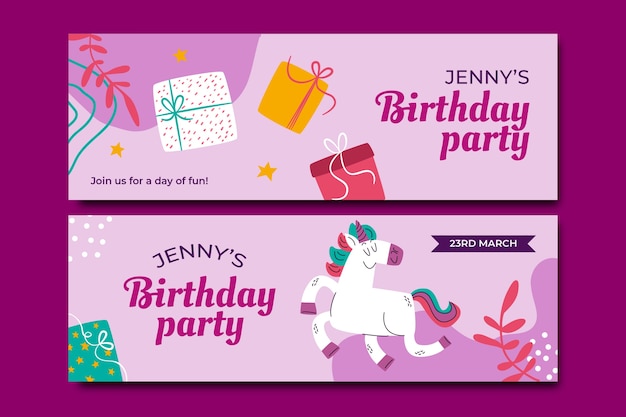 Horizontal banner template for birthday party celebration