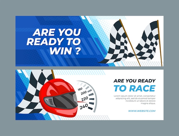 Vector horizontal banner template for car racing championship