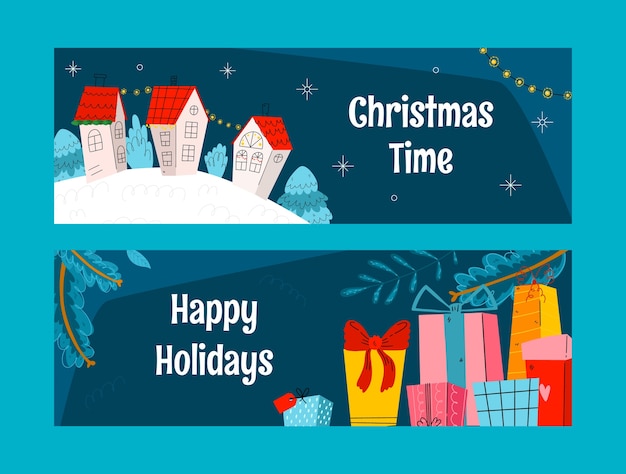 Horizontal banner template for christmas season celebration