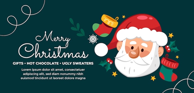 Vector horizontal banner template for christmas season celebration