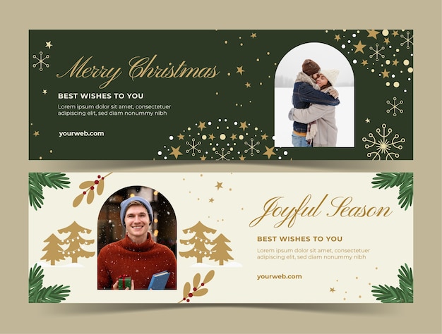 Vector horizontal banner template for christmas season celebration