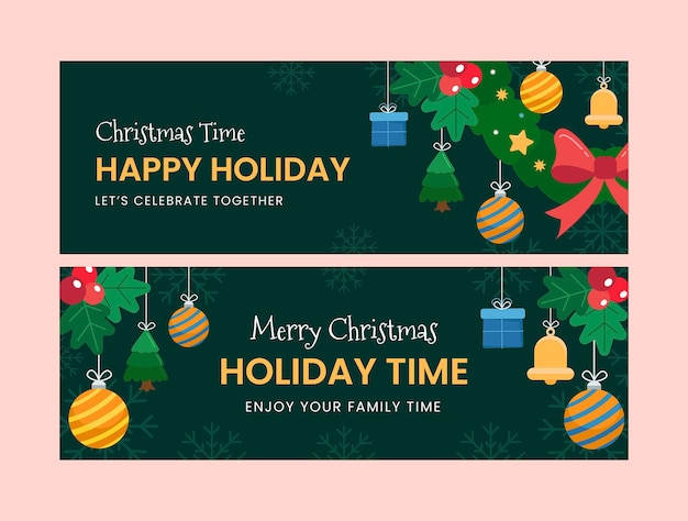 Vector horizontal banner template for christmas season celebration