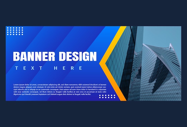 Horizontal banner template design in blue color for business company and promotion