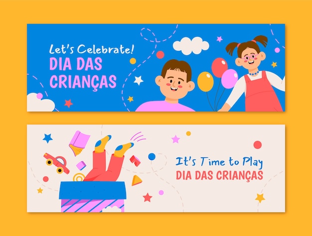 Vector horizontal banner template for dia das criancas celebration