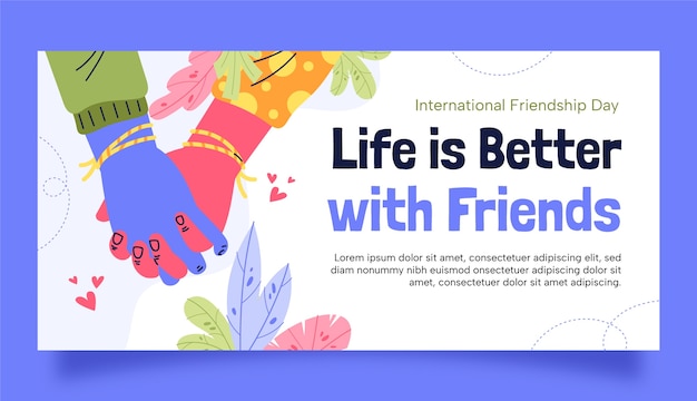 Vector horizontal banner template for friendship day celebration