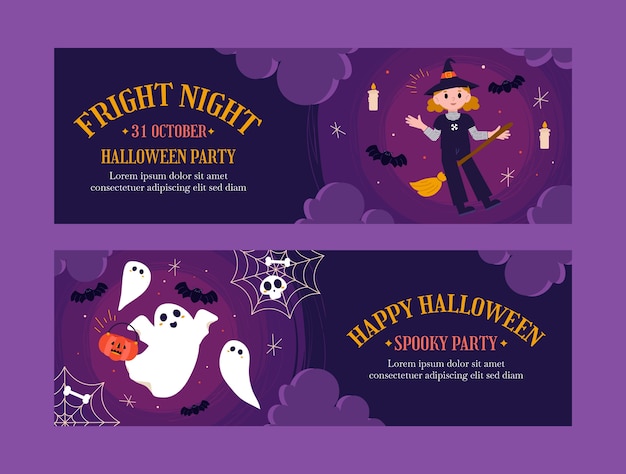 Horizontal banner template for halloween season