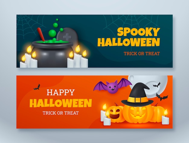 Horizontal banner template for halloween season