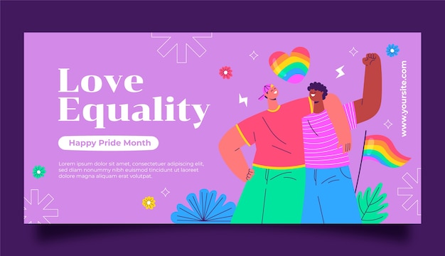 Horizontal banner template for pride month celebration