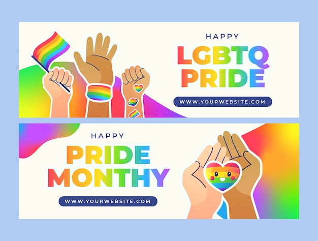 Horizontal banner template for pride month celebration