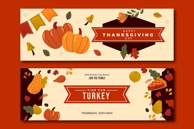 Horizontal banner template for thanksgiving celebration