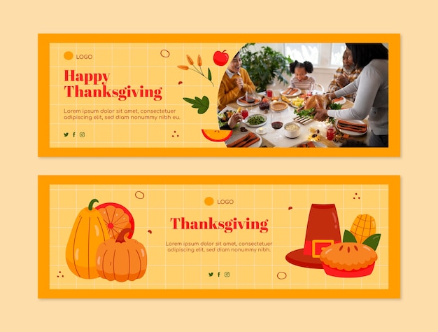 Vector horizontal banner template for thanksgiving celebration