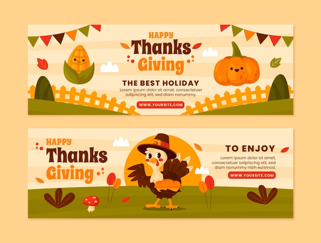 Vector horizontal banner template for thanksgiving celebration