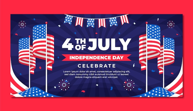 Vector horizontal banner template for usa independence day celebration