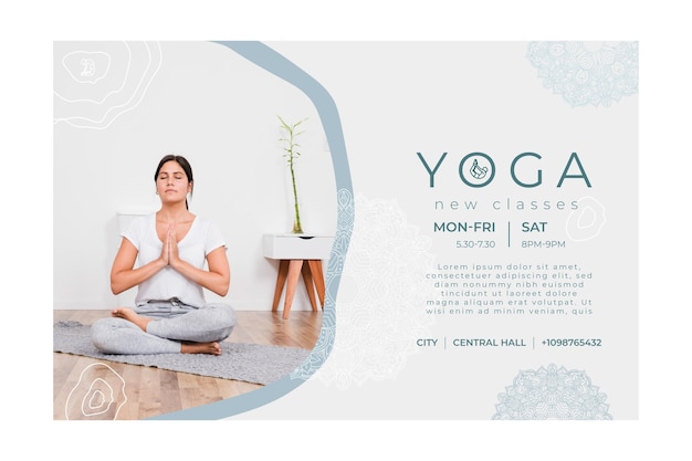 Vector horizontal banner template for yoga practicing