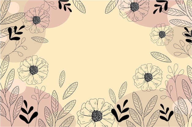 Vector horizontal banner with delicate warm colors and plants line art vector