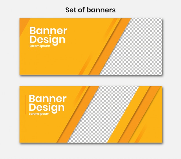 Vector horizontal banner with yellow color