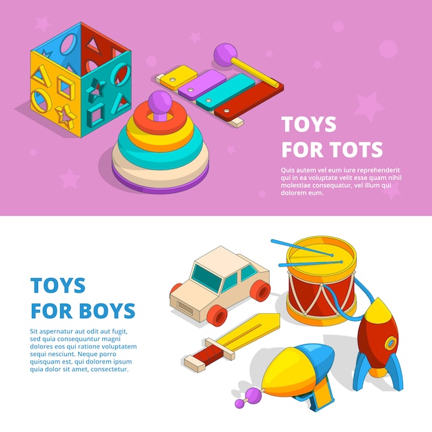 Horizontal banners  of children toys