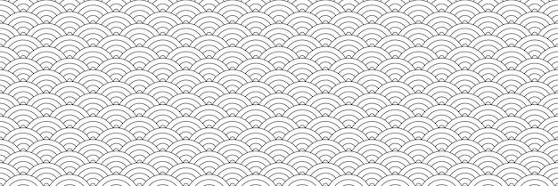 horizontal black line oriental design on white for pattern and background