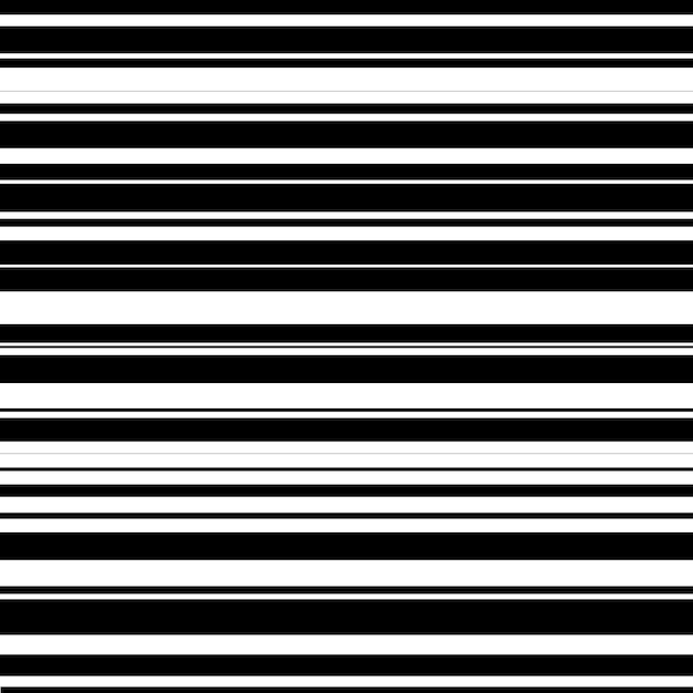 Vector horizontal black lines of random thickness seamless pattern vector illustration