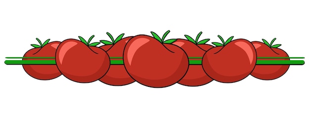 Horizontal border edge bright red ripe vegetables tomatoes vector cartoon