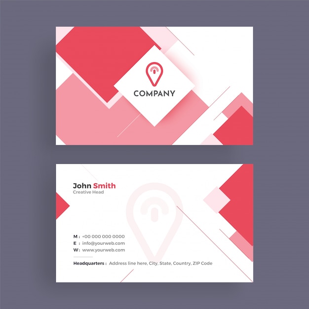 Horizontal business card with front and back presentation