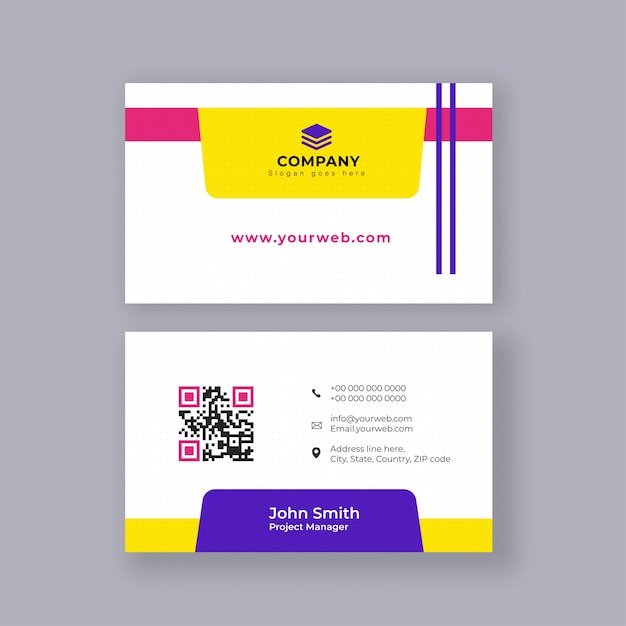 Horizontal business card with front and back presentation