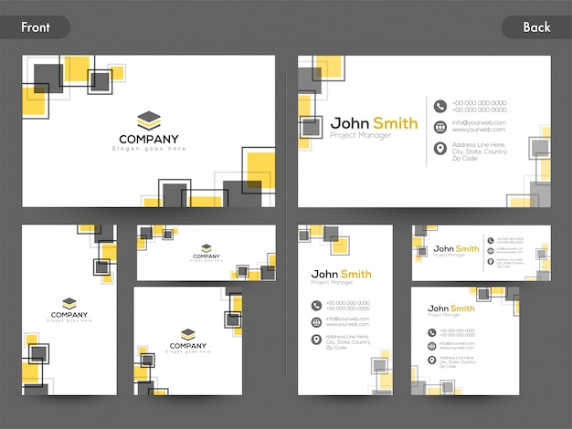 Horizontal business card with front and back presentation