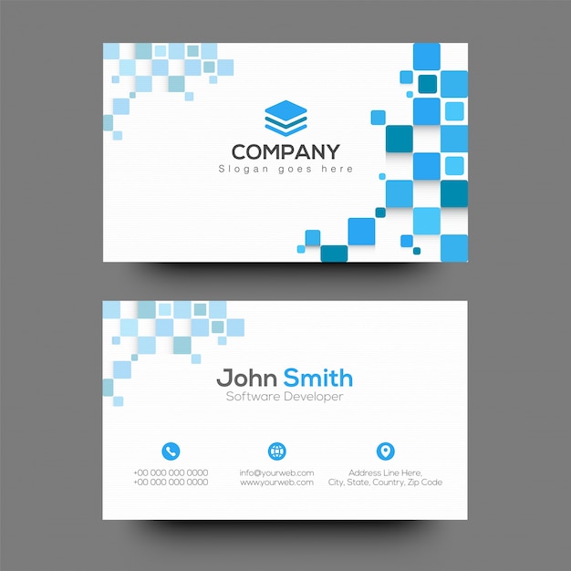 Horizontal business card with front and back presentation