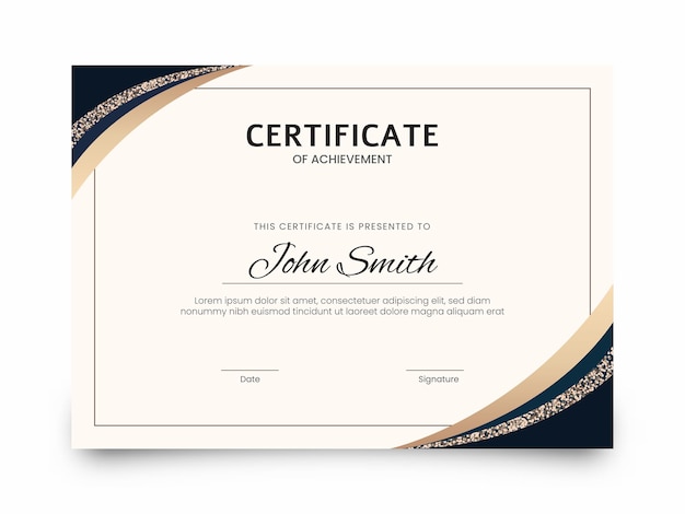 Vector horizontal certificate of achievement template design.