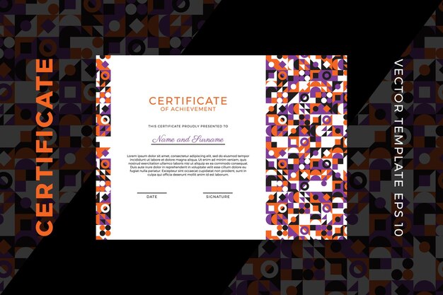 Horizontal certificate of appreciation dark template with modern minimal geometric pattern