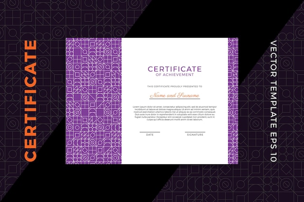 Horizontal certificate of appreciation dark template with modern minimal geometric pattern